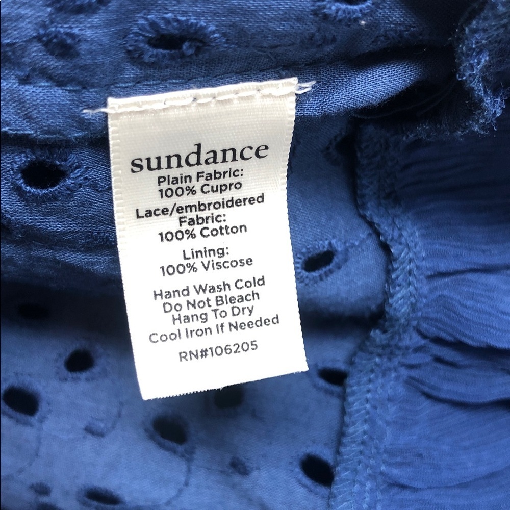 Sundance Dress Zellie Eyelet Dark Blue Midi Sleeveless Boho Women’s Size Small - Picture 7 of 11